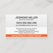 Carte De Visite Services professionnels de toiture - couverture (Dos)