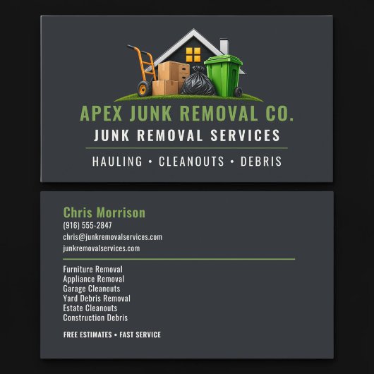 Carte De Visite Services professionnels d'enlèvement de déchets
