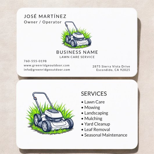 Carte De Visite Services professionnels d'entretien de pelouse