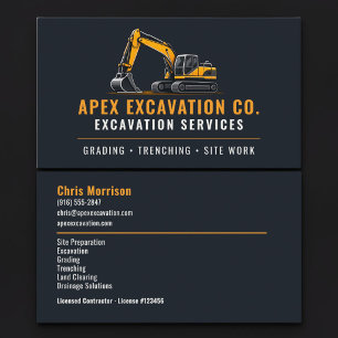 Carte De Visite Services professionnels d'excavation et d'excavatr