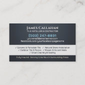 Carte De Visite Services professionnels d'installation de carrelag (Dos)