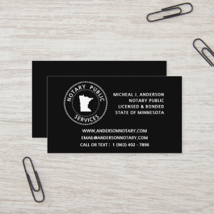Carte De Visite Services publics de notaire du Minnesota
