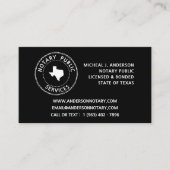 Carte De Visite Services publics de notaire du Texas (Devant)