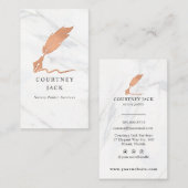 Carte De Visite Services Publics Notaire Luxe Marbre Rose Or (Devant / Derrière)