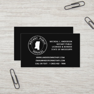 Carte De Visite Services publics notaires du Mississippi