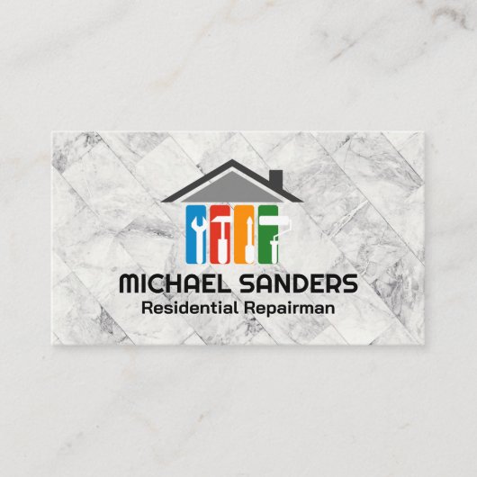 Carte De Visite Services réparateurs | Icônes de l'outil main (Devant)