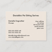 Carte De Visite Services se reposants d'animal familier (Dos)