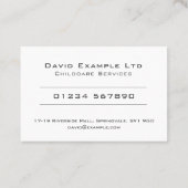 Carte De Visite Services simples de garde d'enfants (Dos)