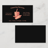 Carte De Visite Services simples de nettoyage de maison Noir et Ro (Devant / Derrière)