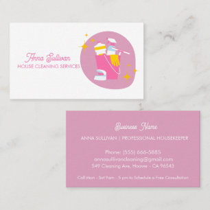 Carte De Visite Services simples de nettoyage de maisons roses