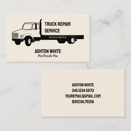 Carte De Visite Services simples de réparation de camions (Devant / Derrière)