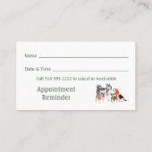 Carte De Visite Services vétérinaires ou pour animaux de compagnie (Dos)