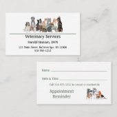 Carte De Visite Services vétérinaires ou pour animaux de compagnie (Devant / Derrière)