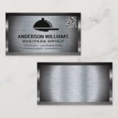 Carte De Visite Servir le couteau Platter | Bordure métallique du (Devant / Derrière)