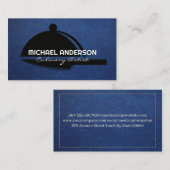 Carte De Visite Servir le couteau Platter | Cuir bleu (Devant / Derrière)