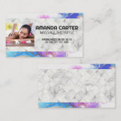 Carte De Visite Session de massage | Aquarelle | Marbre (Devant / Derrière)