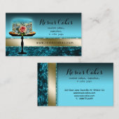 Carte De Visite S'est levé le velours écrasé par bleu élégant de (Devant / Derrière)