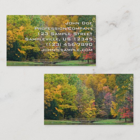 Carte De Visite Seven Springs Fall Bridge II Autumn Paysage (Devant / Derrière)