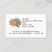 Carte De Visite Sewing Alterations & Repairs Colorful Eclectic (Dos)