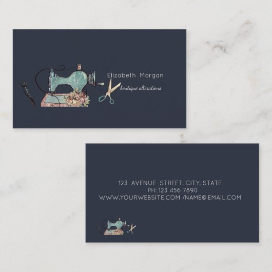 Carte De Visite Sewing Machine Scissors Seamstress or Tailor (Devant / Derrière)