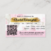 Carte De Visite Shabby Blush Aquarelle Rose Gold Social QR Code (Dos)