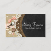Carte De Visite Shabby Chic Chalkboard, Rustic Burlap & Coral Bow (Devant)