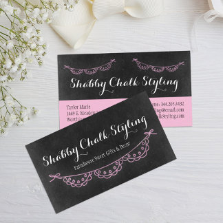 Carte De Visite Shabby Chic Rustic Chalkboard Pink Baby Bib bébé