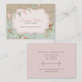 Carte De Visite Shabby Rustique Pays Chic Burlap Blush Floral (Devant / Derrière)