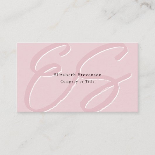 Carte De Visite Shadow Monogramme QR Code Blush Rose Girly tendanc (Devant)