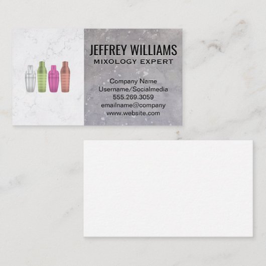 Carte De Visite Shaker | Mixologie (Devant / Derrière)