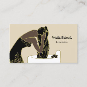Carte De Visite Shampooing de femme rétro de beauté longs cheveux