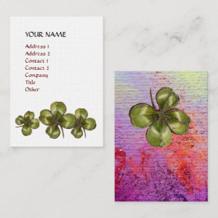 Carte De Visite SHAMROCK blanc violet rouge floral Lınen