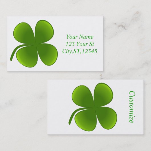 Carte De Visite Shamrocks de la Saint Patrick Thunder_Cove (Devant / Derrière)