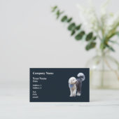 Carte De Visite Sheepadoodle avec écharpe à carreaux bleus (Debout devant)