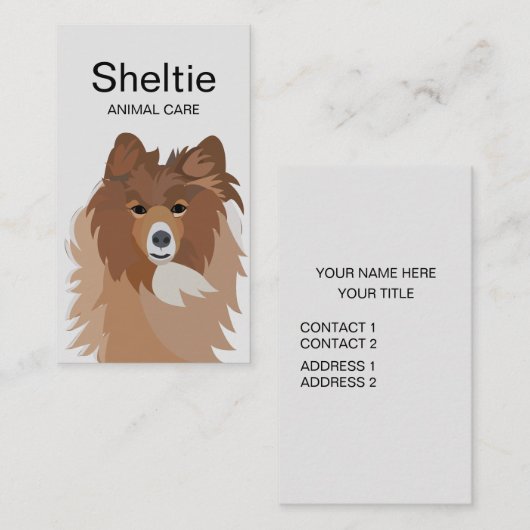 Carte De Visite Shelty Chien Animation (Devant / Derrière)