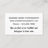 Carte De Visite SHenry Photographie de nouveau-né (Dos)