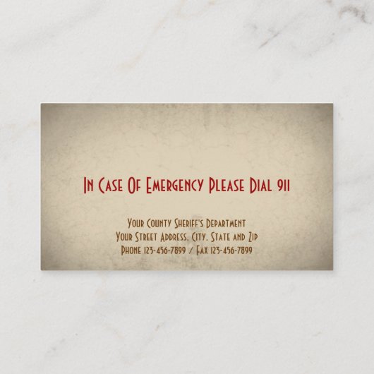 Carte de visite shérif (Dos)
