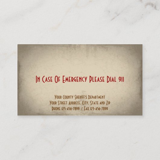 Carte de visite shérif (Dos)