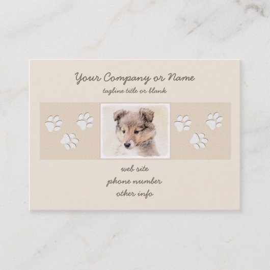 Carte De Visite Shetland Sheepdog Puppy Peinture Chien original ar (Devant)