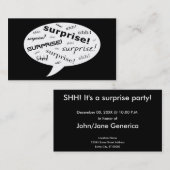Carte De Visite shh c'est une bulle comique de fête surprise (Devant / Derrière)