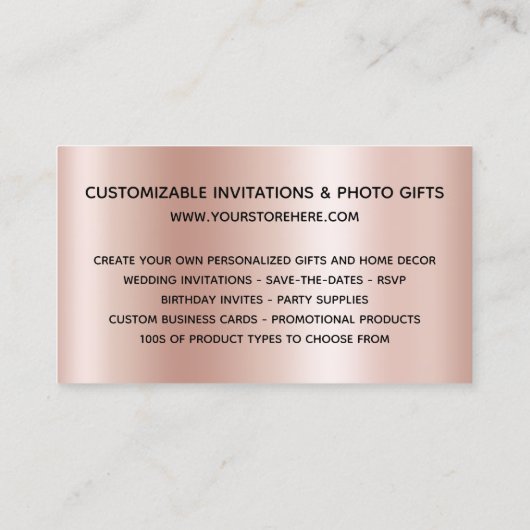 Carte De Visite Shimmer Confetti Parties scintillant Rose Gold Gra (Dos)
