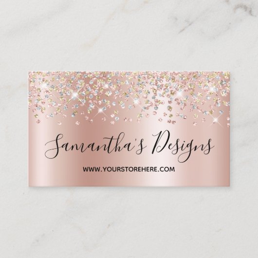 Carte De Visite Shimmer Confetti Parties scintillant Rose Gold Gra (Devant)