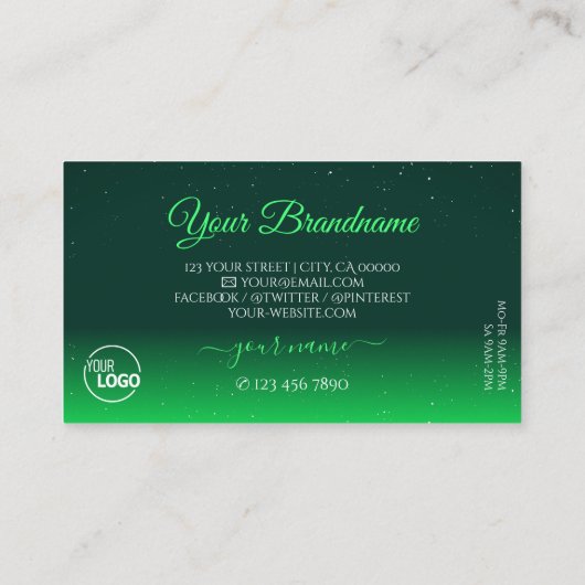 Carte De Visite Shimmery Emerald Green Sparkling Diamonds Ajouter  (Dos)