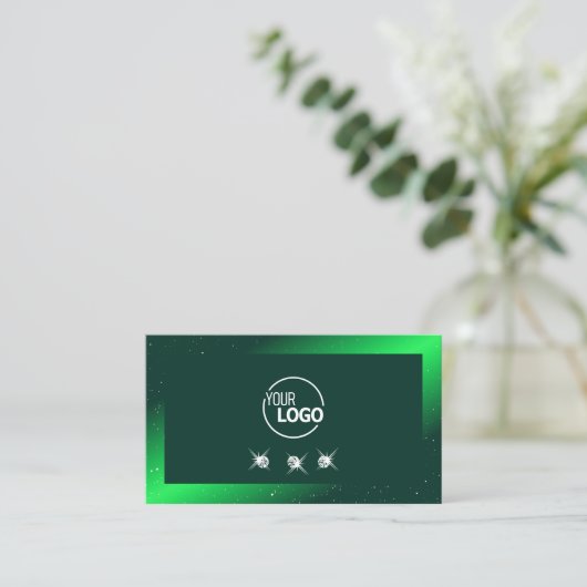 Carte De Visite Shimmery Emerald Green Sparkling Diamonds Ajouter  (Debout devant)