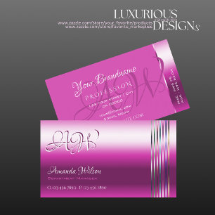 Carte De Visite Shimmery Girly Rose coloré raypes et Monogramme