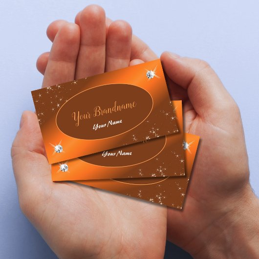 Carte De Visite Shimmery Orange Cute Parties scintillant Étoiles B