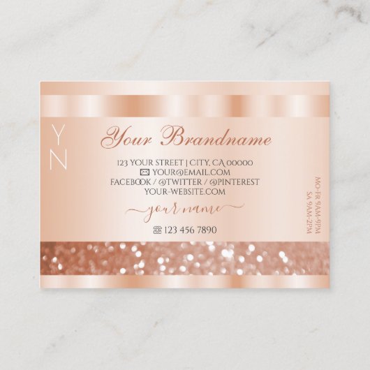 Carte De Visite Shimmery Rose Gold Sparkle Parties scintillant Mon (Dos)