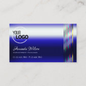 Carte De Visite Shimmery Royal Blue and Colorful Stripes ajouter l (Devant)