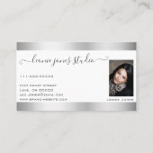 Carte De Visite Shimmery Silver Parties scintillant Custom Photo L (Dos)