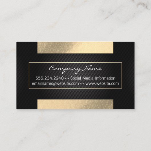 Carte De Visite Shine à huile d'or | Mesh noir Motif triangle (Dos)
